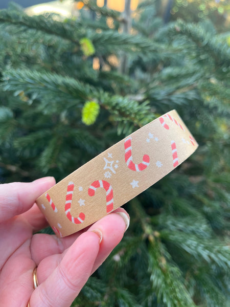Candy cane tape (kraft)