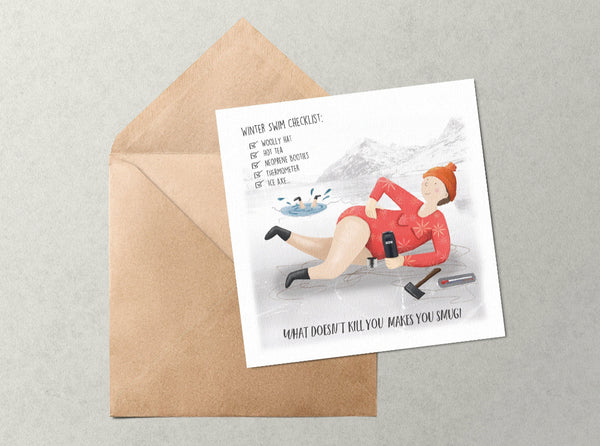 Wild swimming recycled greetings cards