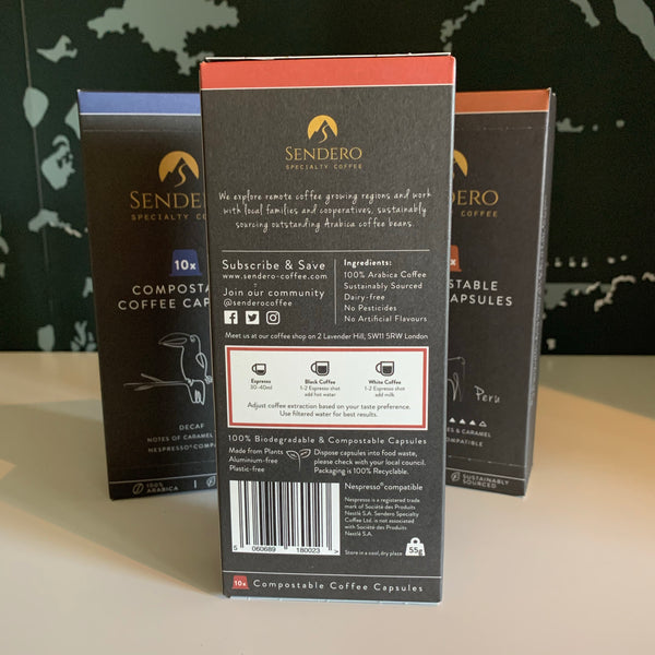 Sendero coffee nespresso capsules - cafe/decafe