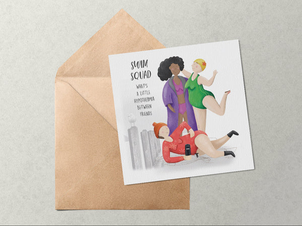 Wild swimming recycled greetings cards