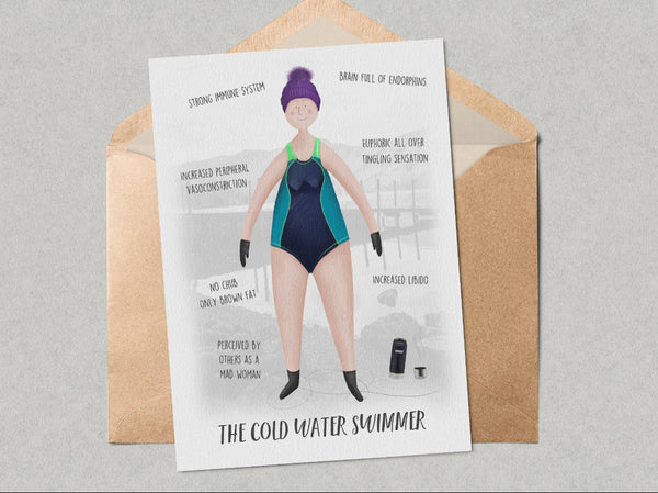 Wild swimming recycled greetings cards