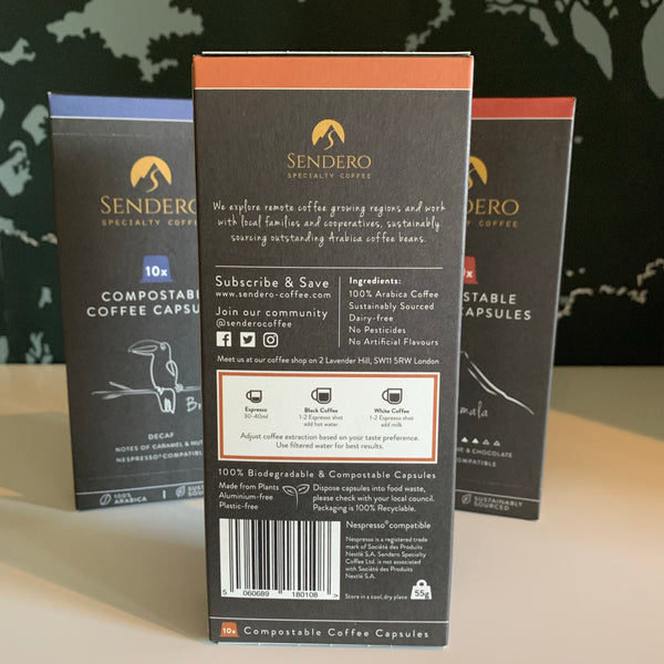 Sendero coffee nespresso capsules - cafe/decafe
